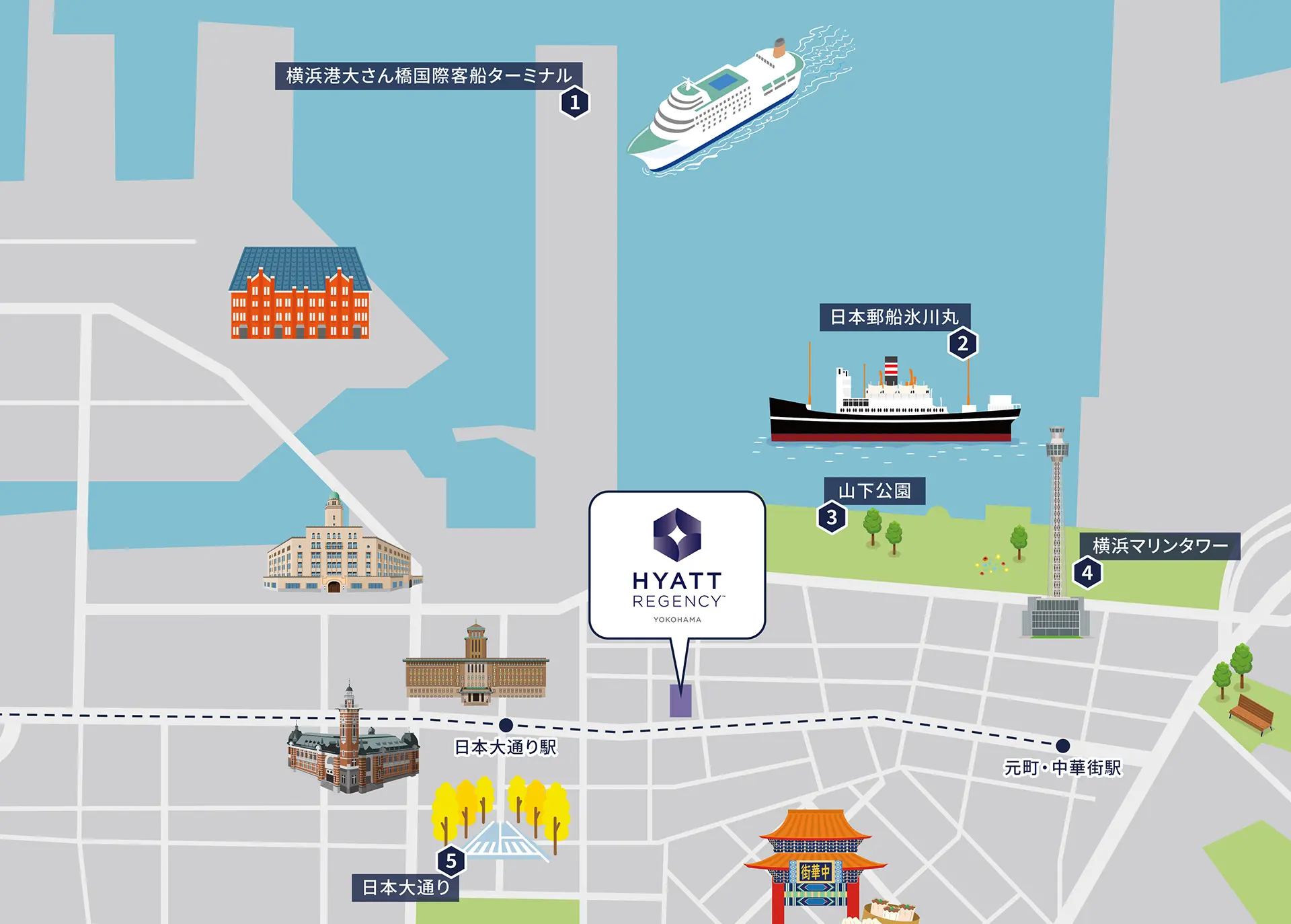 山下公園と関内・馬車道エリア